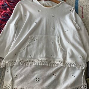 Anthropologie boho eyelet sweater